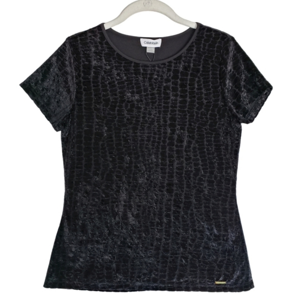 Calvin Klein Black Crushed Velvet Top